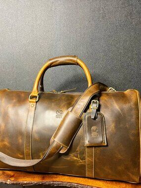 Rustic Town Nando Adventure Brown Leather Travel Duffle Bag
